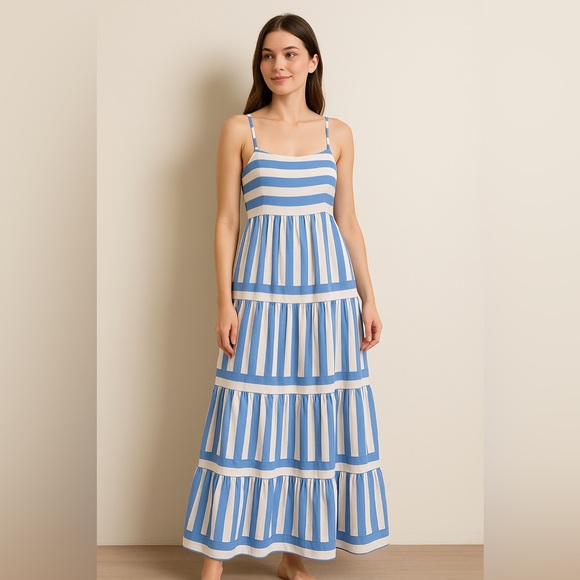 Boutique 9 Blue and White Striped Maxi Dress - Picture 2 of 7